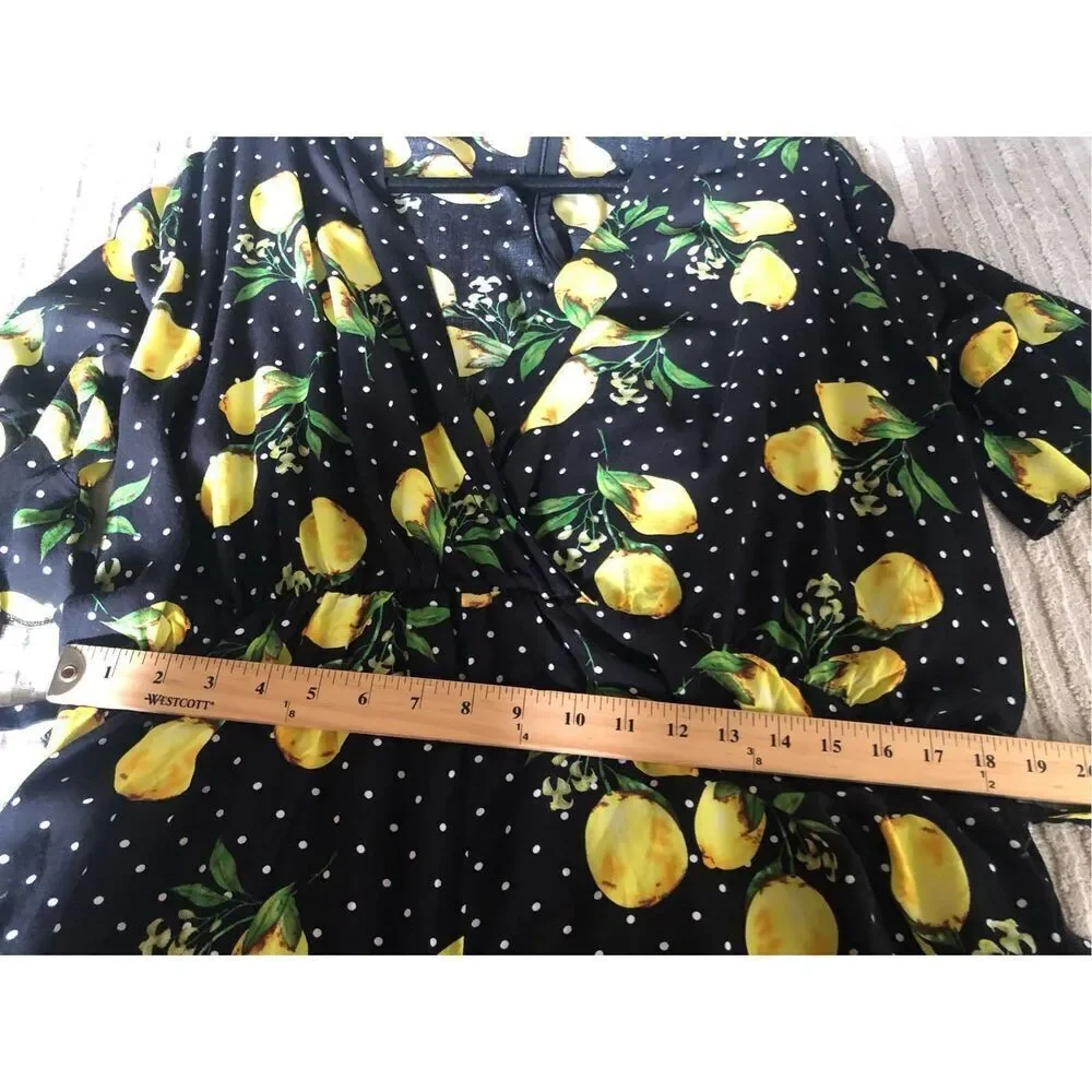 Boohoo LEMON POLKA DOT WRAP RUFFLE ROMPER SZ 20 - Picture 8 of 10